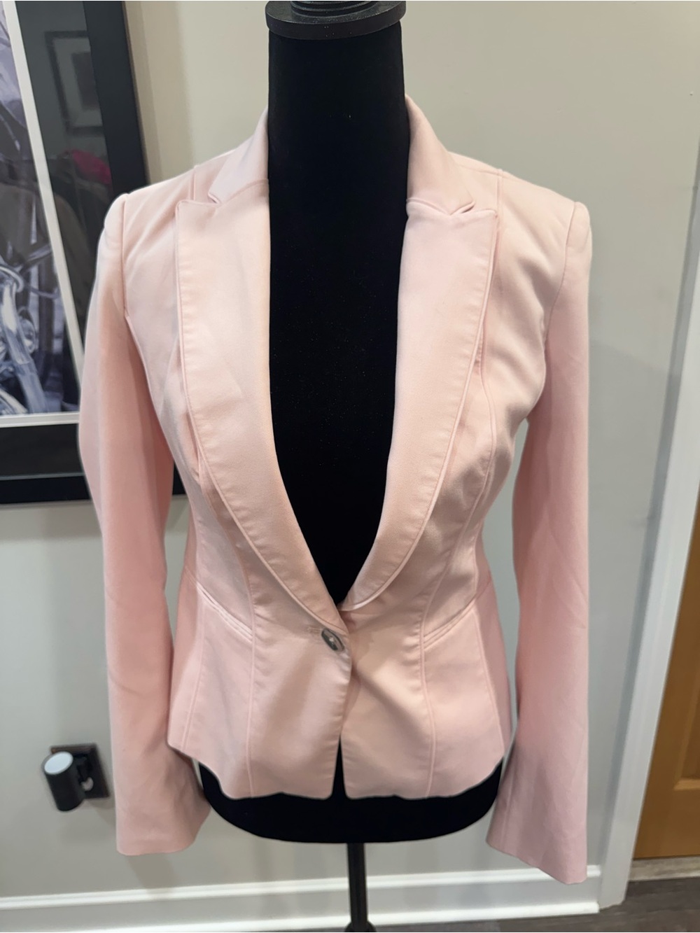 White House Black Market Pale Pink Single-Button Tailored Blazer